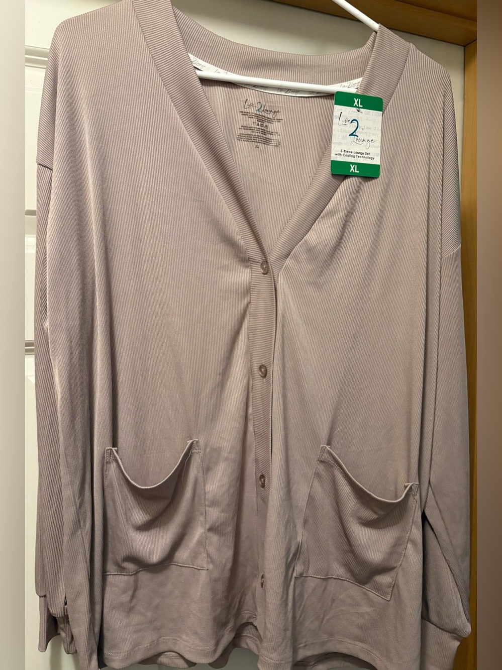 Live 2 Lounge Women's 2-Piece Cardigan and Pant Lounge Set, Rose, XL, E18 NWT